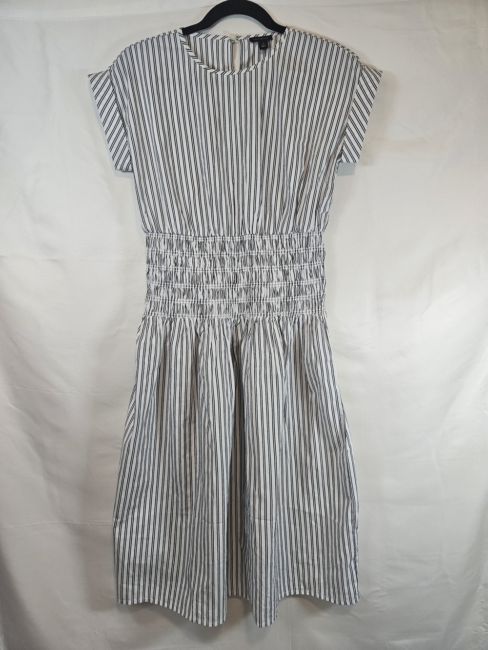 Ann Taylor Black and White Vertical Stripe Dress Business Casual Office